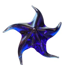 Cobalt Blue Glass Starfish (Sea Star) Paperweight